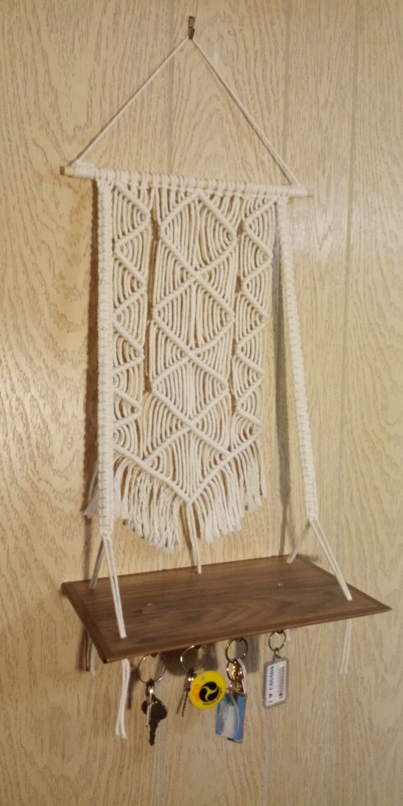 Macrame Shelf With Key holder Etsy