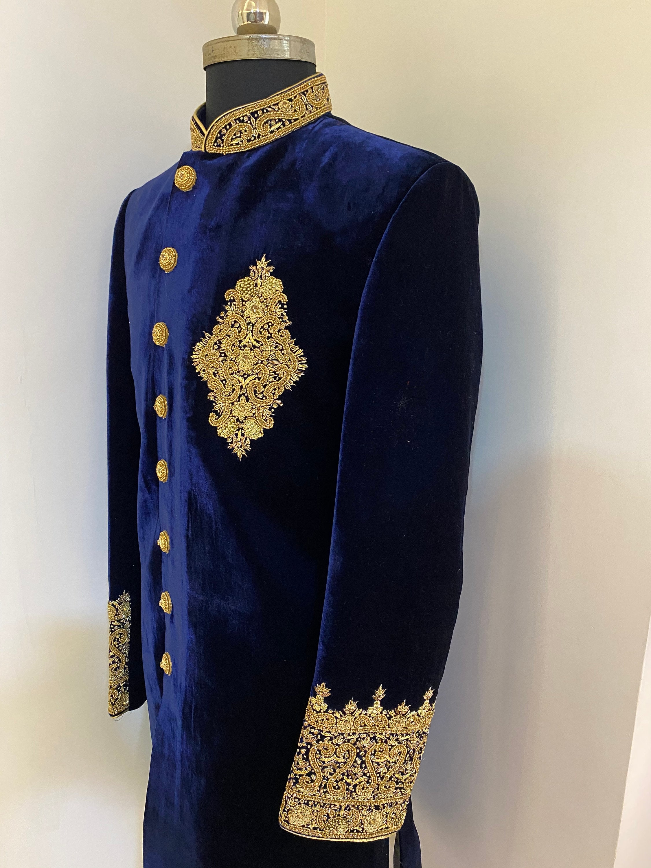 TOPLOT Herren Kurta Set - Pailletten Bestickt Für Feste & Besondere Anlässe