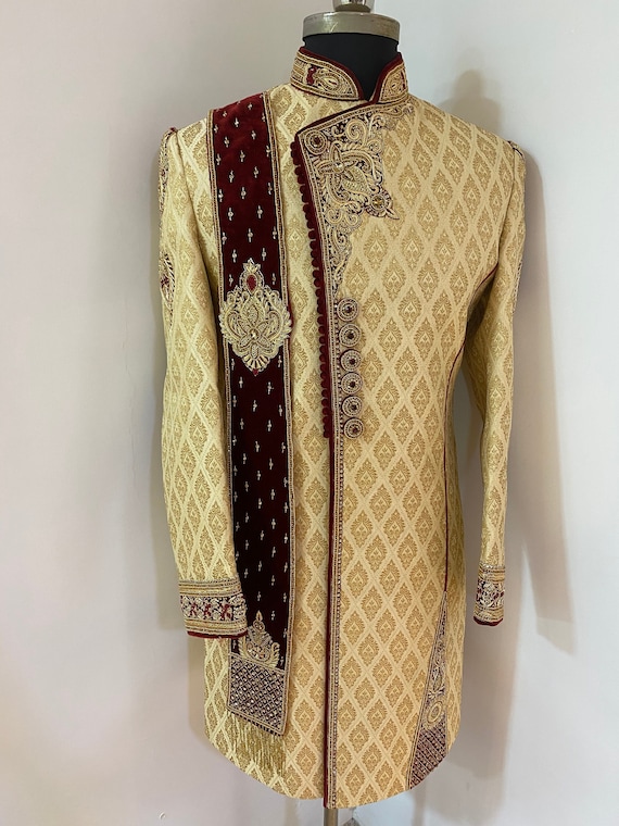 Brocade sherwani for groom cheap