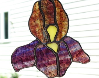 Stained Glass Small Iris Flower Suncatcher