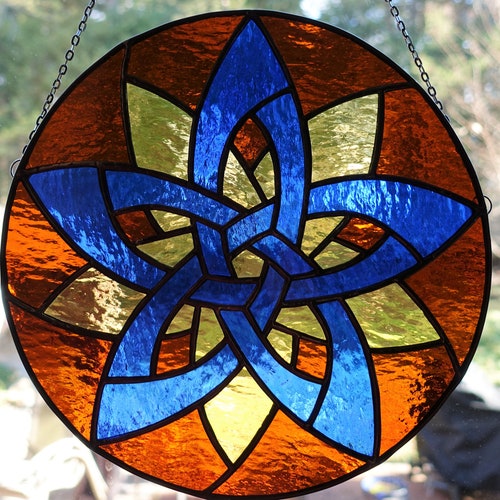 Stained Glass Celtic Knot shops Flower Panel