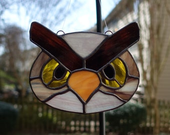 Small Stained Glass Owl Face