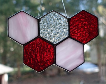 Stained Glass Small Honeycomb Suncatcher