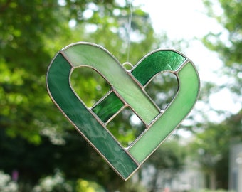 Stained Glass Green Heart Suncatcher