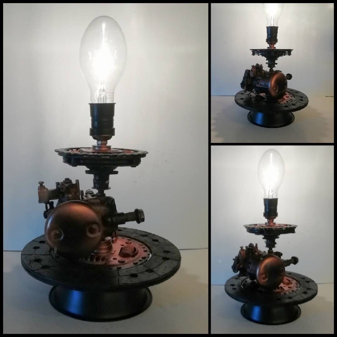 Méca Steam Intégrale Black, Lampe d'ambiance Déco à Poser Esprit Steampunk, Artisanat Français