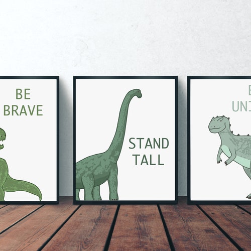 Personalised Dinosaur Wall Prints Set of Three Dinosaur Etsy