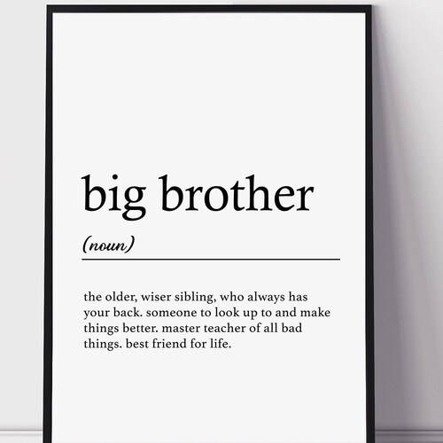 Big Brother Definition Print Gift Print Brother Print Home Etsy