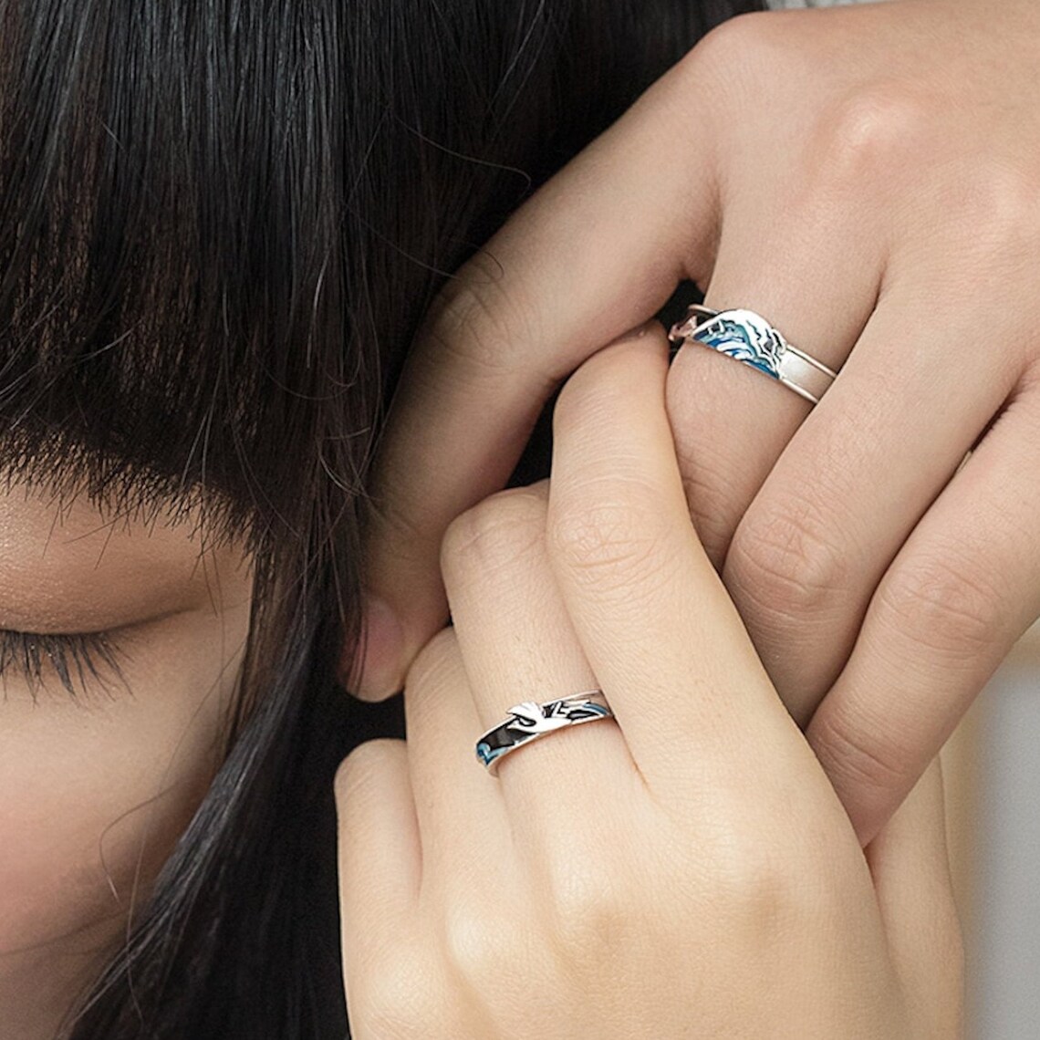 Japanese Prosperity Couple Rings Japnanese Ring Promise Etsy