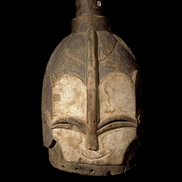 Mende helmet mask "Bundu" or "Sowei" mask (70440 - C)| African mask for wall | African wood mask | Antique African mask