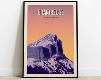 Cartel de viaje Chartreuse / Cartel de viaje Chamechaude / Cartel vintage de Isère