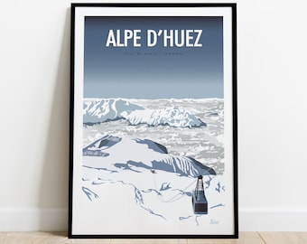 Alpes D'Huez France Vintage Tour de France Affiche de Voyage Tailles A1 A2 A3 A4 