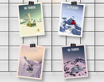 Cartes Postales / PostCards / Val Thorens / La Plagne / Cime Caron / Funitel Thorens / Télécabine de Bellecôte / Funi Plagne