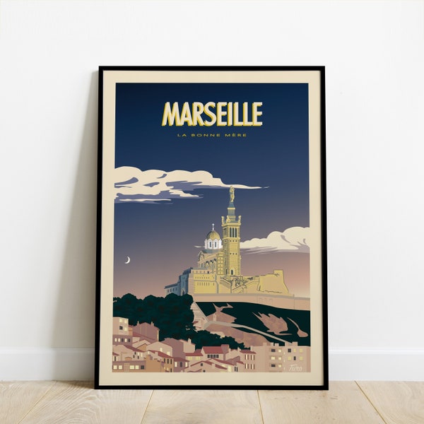 Marseille Travel Poster / Affiche Voyage La Bonne Mère / Poster Vintage Bouches du Rhône