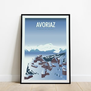 Avoriaz Travel Poster / Portes du Soleil poster / Poster of the Alps