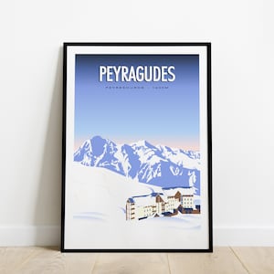 Peyragudes Travel Poster / Affiche Peyresourde - 1600m / Poster Vintage Pyrénées