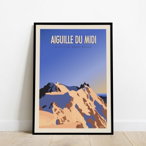 Aiguille du Midi Travel Poster / Poster Massif du Mont-Blanc / Poster of the Alps