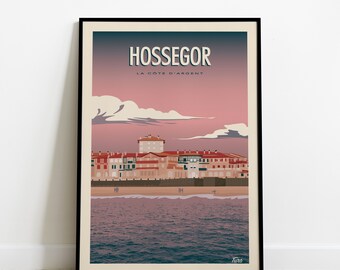Hossegor Travel Poster / Silver Coast Travel Poster / Vintage Poster West Coast Landes