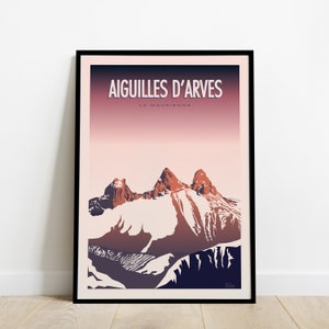 Cartel de viaje de Aiguilles d'Arves / Cartel de La Maurienne / Cartel de los Alpes