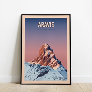 Aravis Travel Poster / Affiche Voyage La Pointe Percée  / Poster Vintage Massif des Alpes