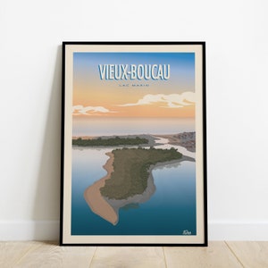 Vieux-Boucau Travel Poster / Affiche Voyage Lac Marin / Poster Vintage Côte Ouest les Landes