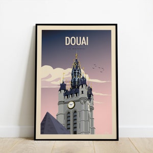 Douai Travel Poster / Affiche le Beffroi / Poster Beffroi de Douai