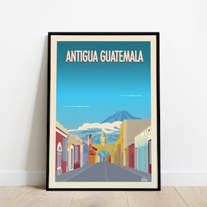 Antigua Guatemala Travel Poster / Poster Arch of Santa Catalina / Vintage Poster Guatemala