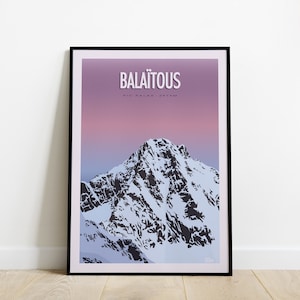 Cartel de viaje Pic du Balaïtous / Cartel Pic Palas - 3144M / Cartel vintage de los Pirineos