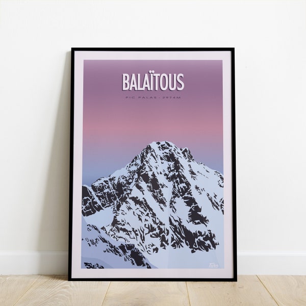 Pic du Balaïtous Travel Poster / Affiche Pic Palas - 3144M   / Poster Vintage Pyrénées