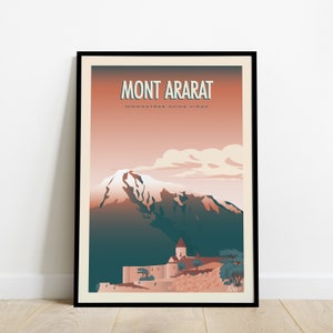 Mount Ararat Travel Poster / Khor Virap Monastery Poster / Vintage Armenia Poster