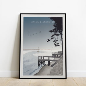 Bassin d'Arcachon Reiseposter / Reiseposter Angelpontons / Vintage Poster South West Ocean Cap Ferret