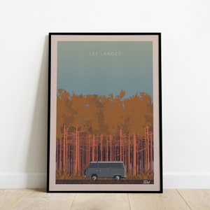 Les Landes Reiseposter / Van Day Reiseposter / Vintage Poster South West Ocean Forest Wave