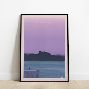 Basque Country Travel Poster / Poster Travel the three crowns / Vintage Poster West Coast South West