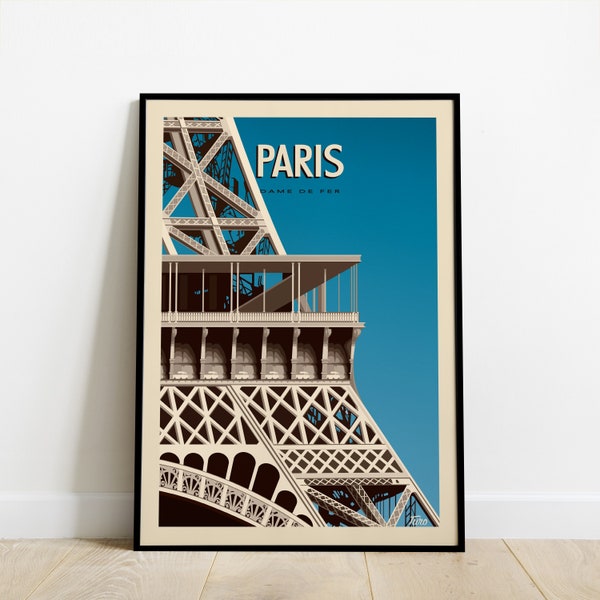 Paris Travel Poster / Affiche Dame de Fer / Poster de la tour Eiffel dans la capital francaise