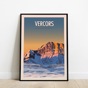 Cartel de viaje de Vercors / Cartel de viaje de Le Grand Veymont / Cartel vintage de Isère
