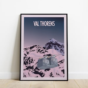 Val Thorens Travel Poster / Poster Funitel Thorens / Poster of the Alps Gondola