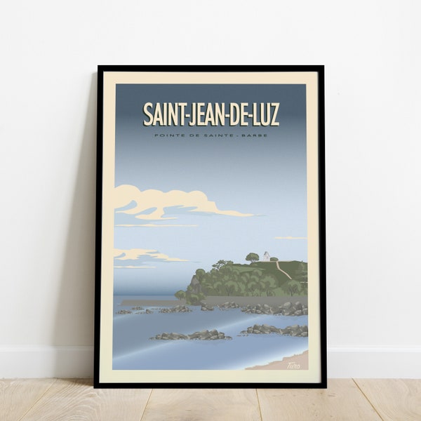 Saint-Jean-de-Luz Travel Poster / Affiche la Côte Ouest  / Poster Vintage Pointe de Sainte-Barbe