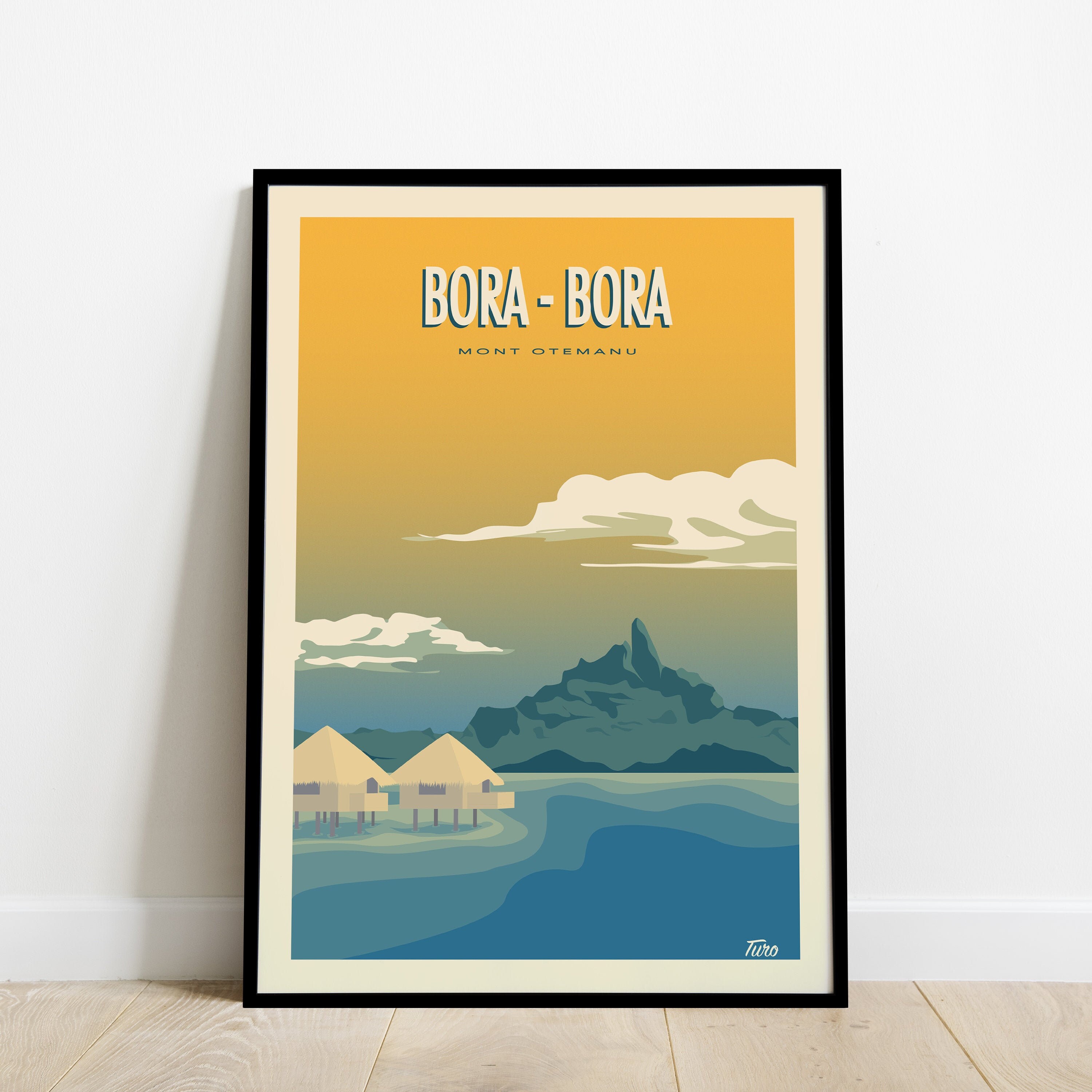 Bora-Bora Travel Poster/Affiche Mont Otemanu Vintage Iles Paradisiaques