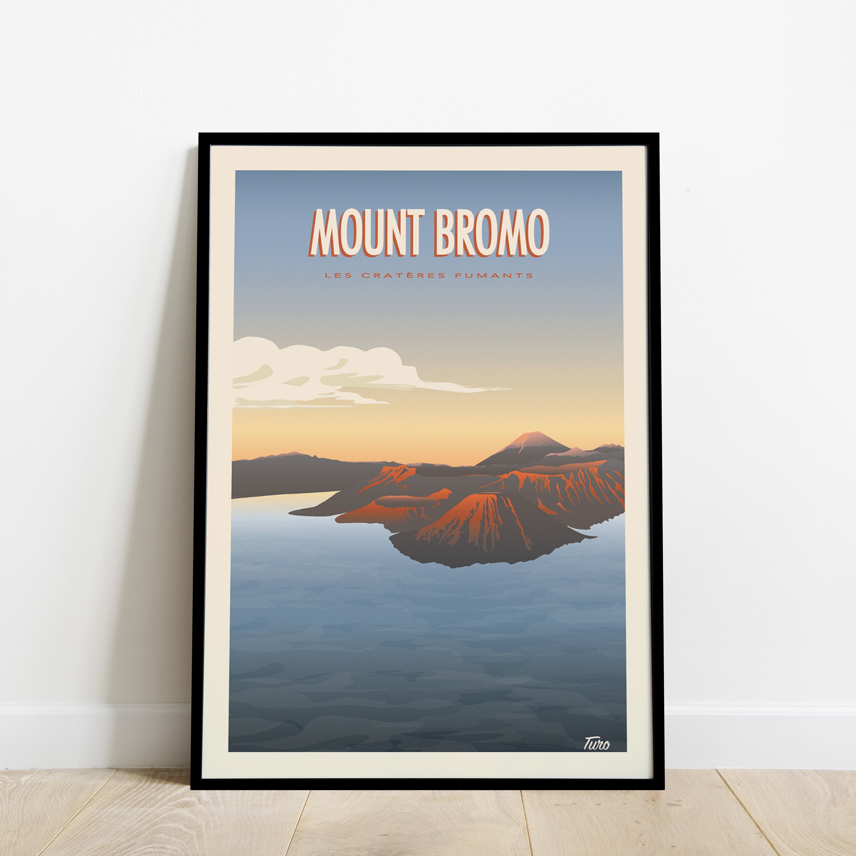 Mount Bromo Travel Poster/Affiche Les Cratères Fumants Vintage Volcans