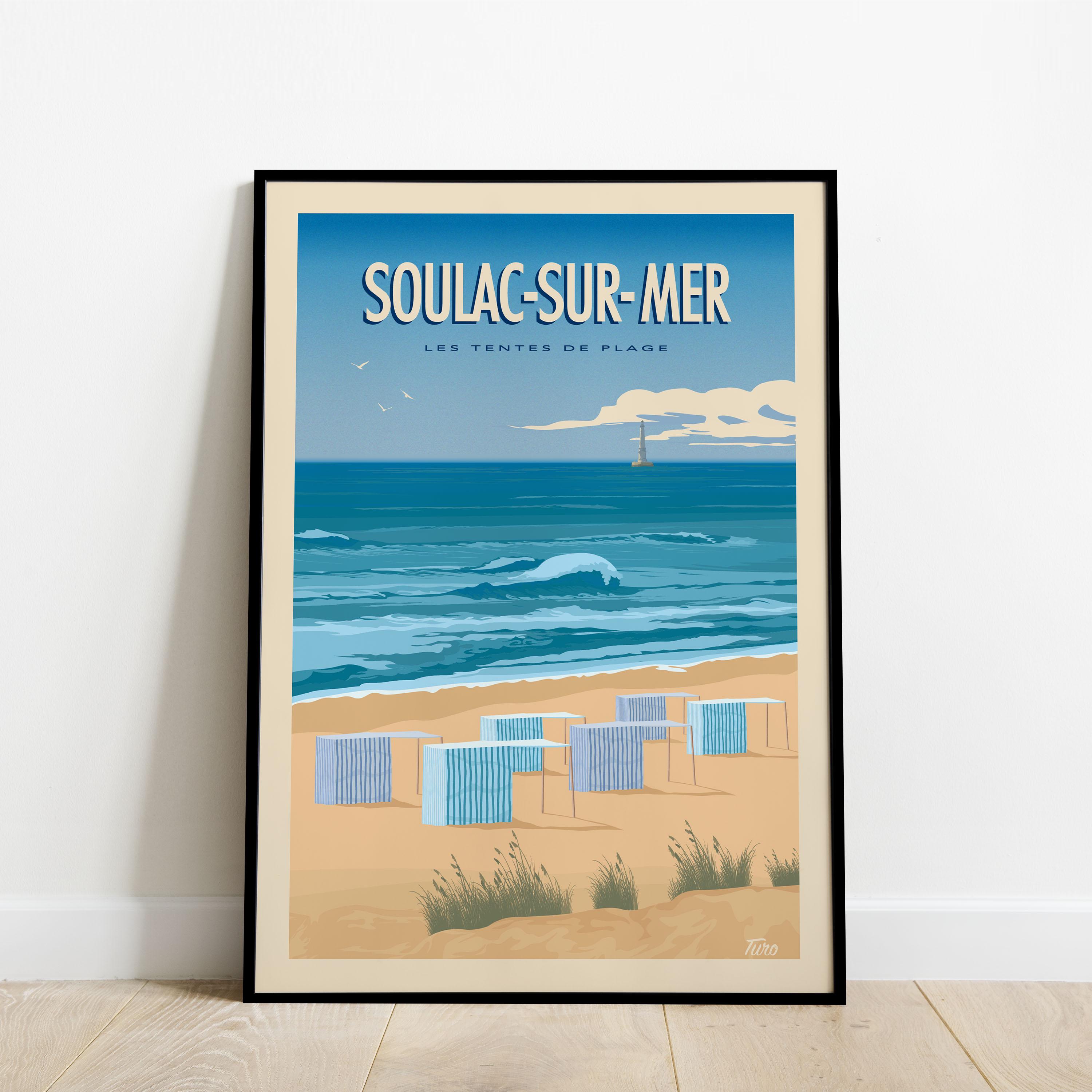 Poster Haute Qualité Soulac-sur-Mer - Reproduction D'Affiche Vintage - Format 45x60 Cm - Neuf