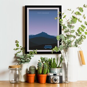 Cartel de viaje del País Vasco / Cartel de viaje de Van Life / Cartel vintage del suroeste de la costa oeste imagen 2