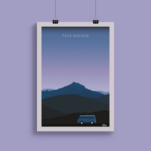 Cartel de viaje del País Vasco / Cartel de viaje de Van Life / Cartel vintage del suroeste de la costa oeste imagen 3