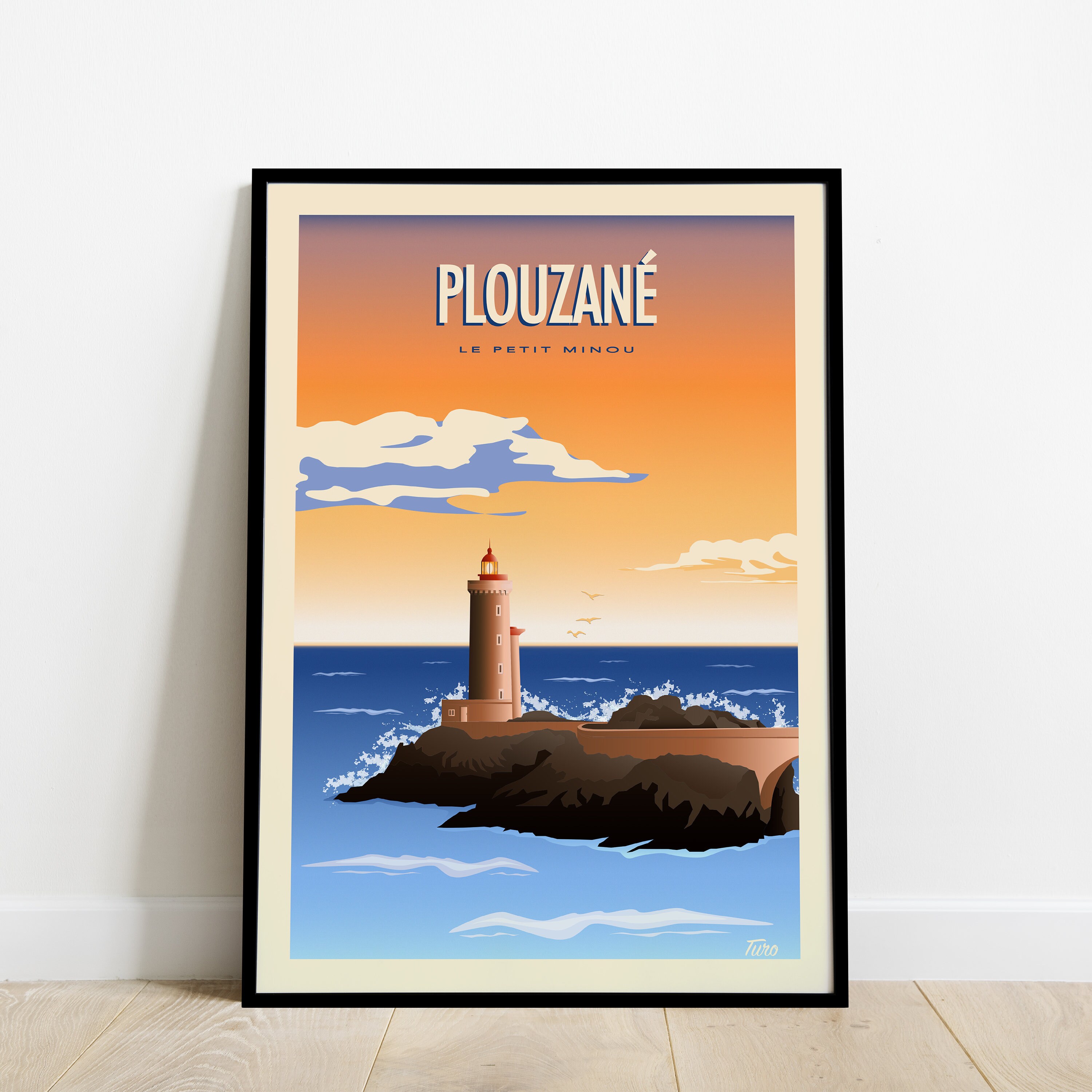 Plouzané Travel Poster/Affiche Le Petit Minou Vintage Phare de Bretagne France