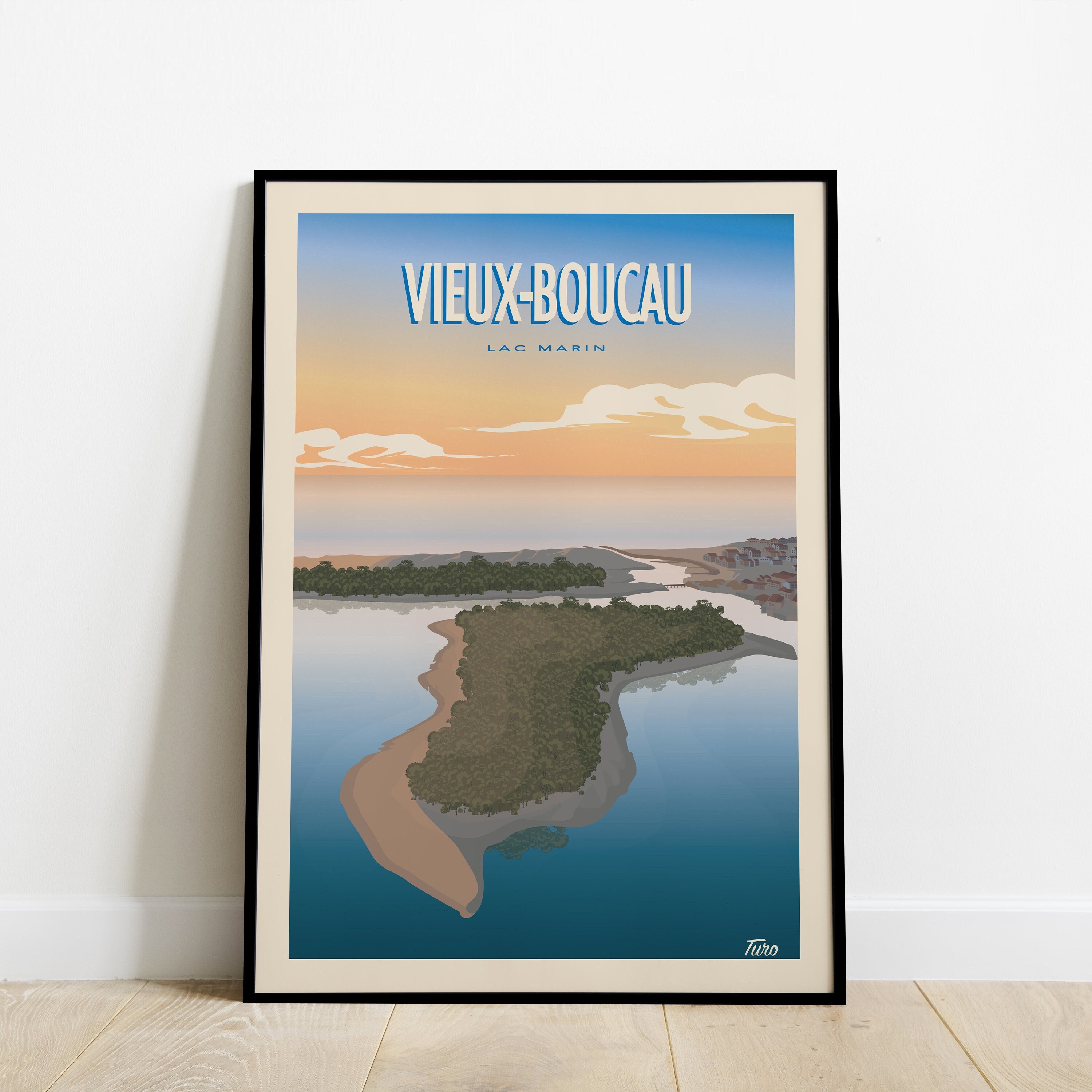 Vieux-Boucau Travel Poster/Affiche Voyage Lac Marin Vintage Côte Ouest Les Landes