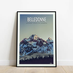 Cartel de viaje de Belledonne / Cartel de viaje de decoración Grenoblois / Cartel vintage de Isère