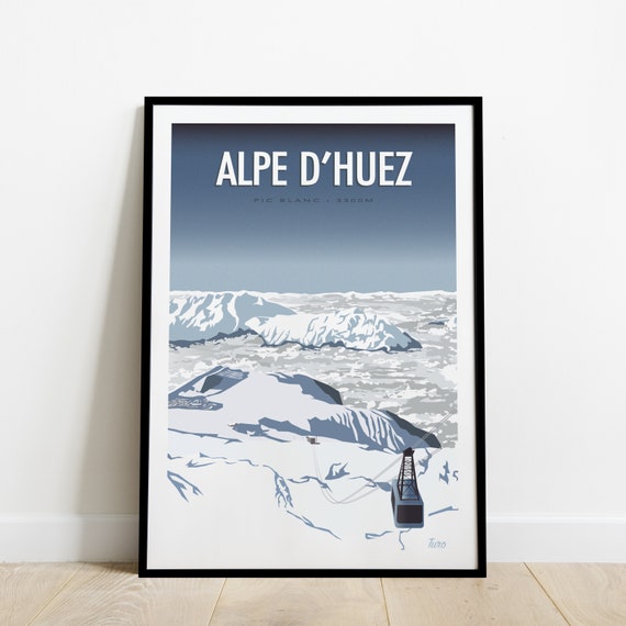 Alpe D'huez Travel Poster / Pic Blanc Express / Vintage - Etsy