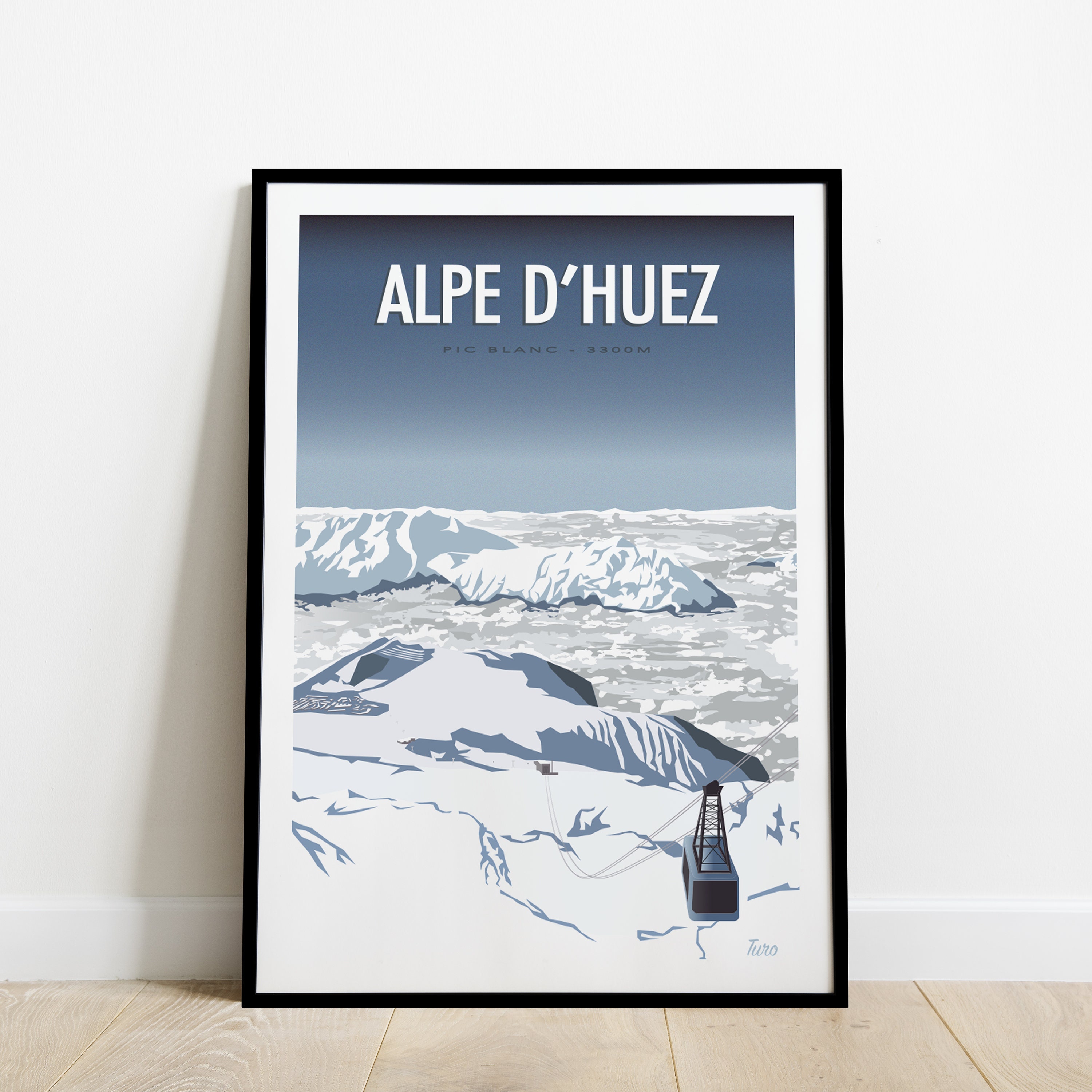 Alpe d'huez Travel Poster/Pic Blanc Express Vintage Téléphérique 3300M