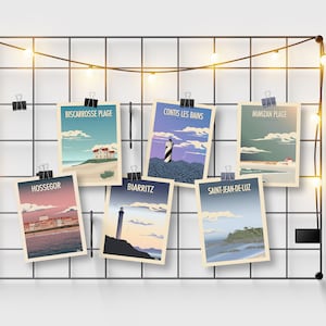 Cartes Postales / PostCards / Souvenirs Les Landes / Vague Océan Paysage Forets Pins / Travel Poster / sud ouest / côte ouest /  Pays Basque