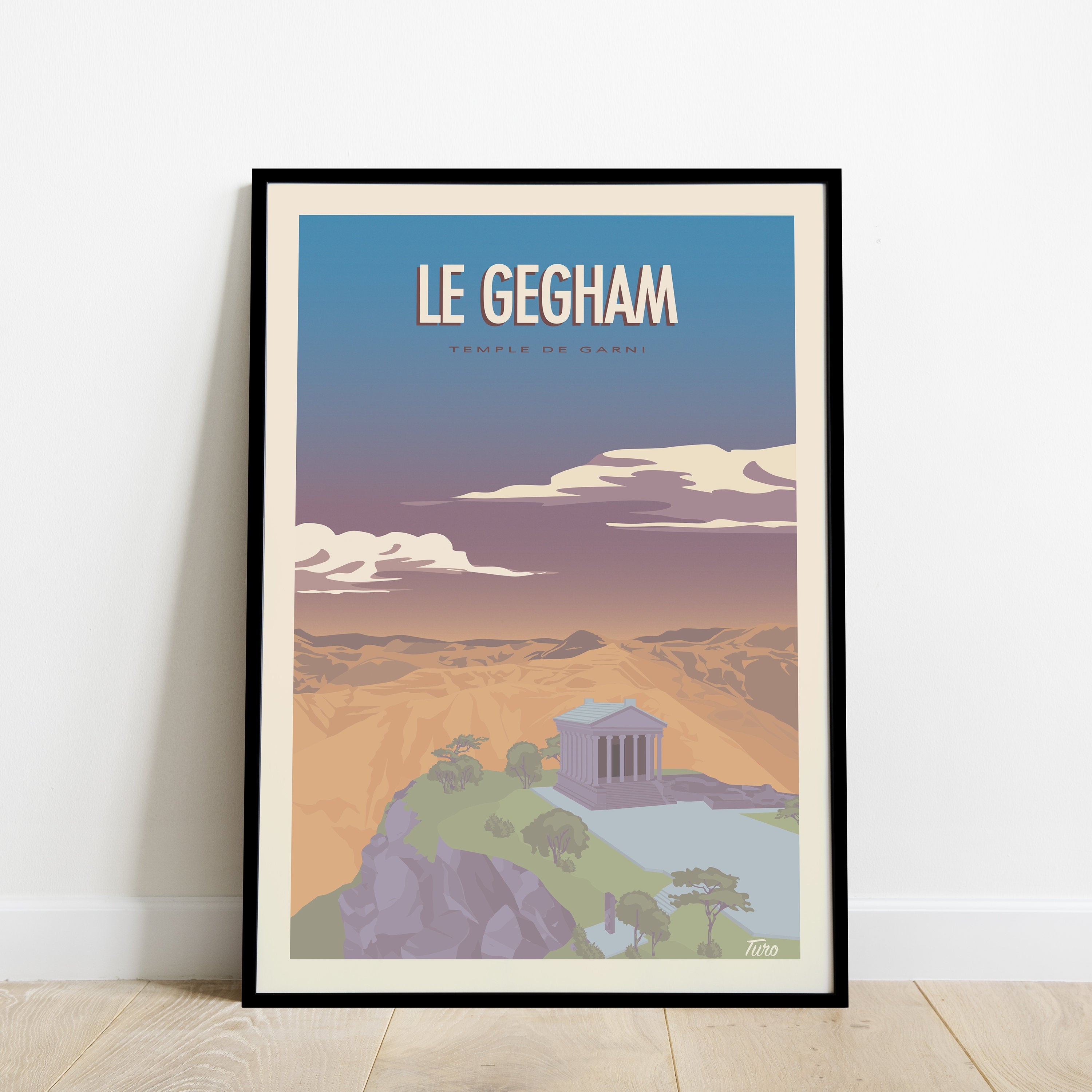 Le Gegham Travel Poster/Affiche Temple de Garni Vintage Arménie