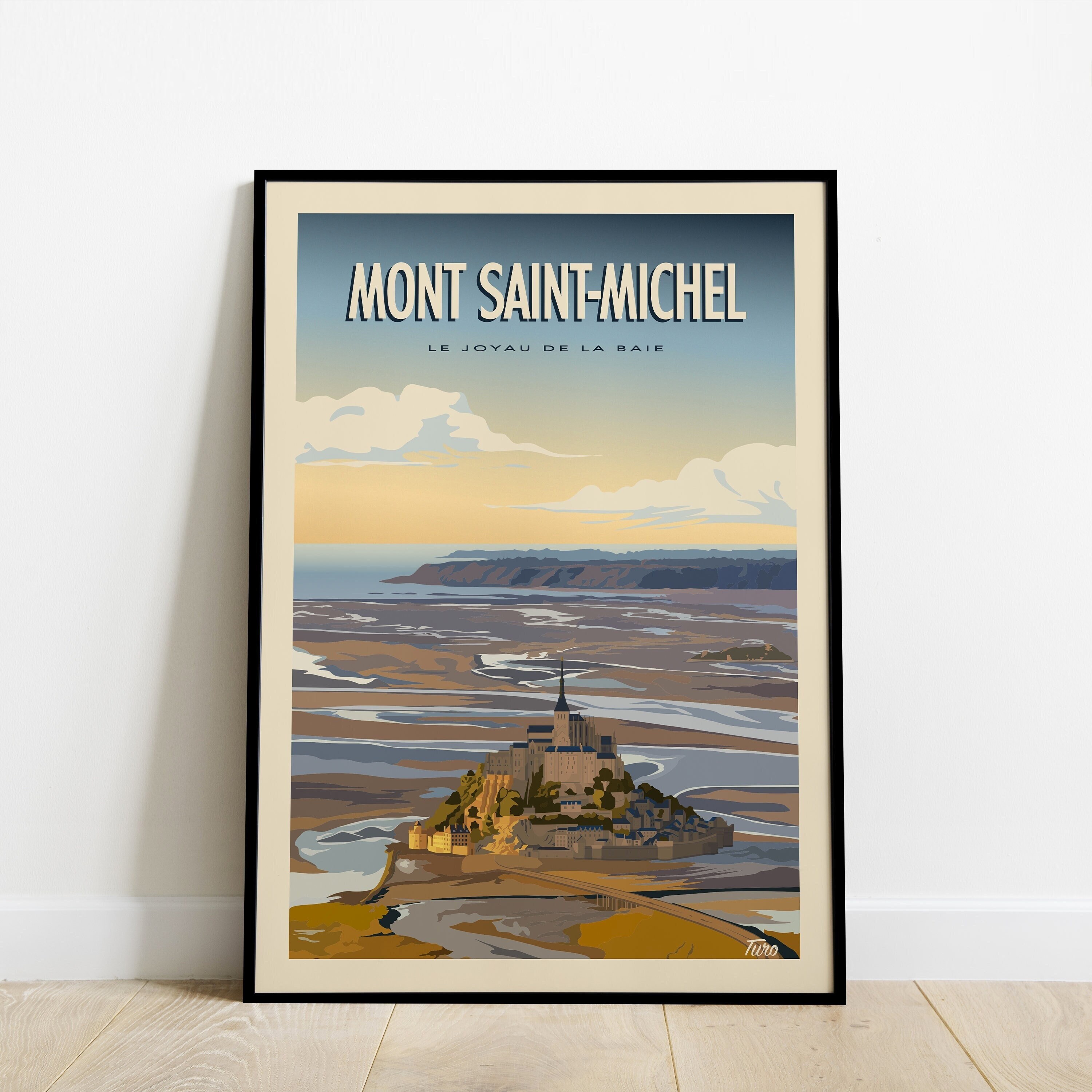 Mont Saint-Michel Travel Poster/Affiche Voyage Le Joyau de La Baie Vintage Normandie