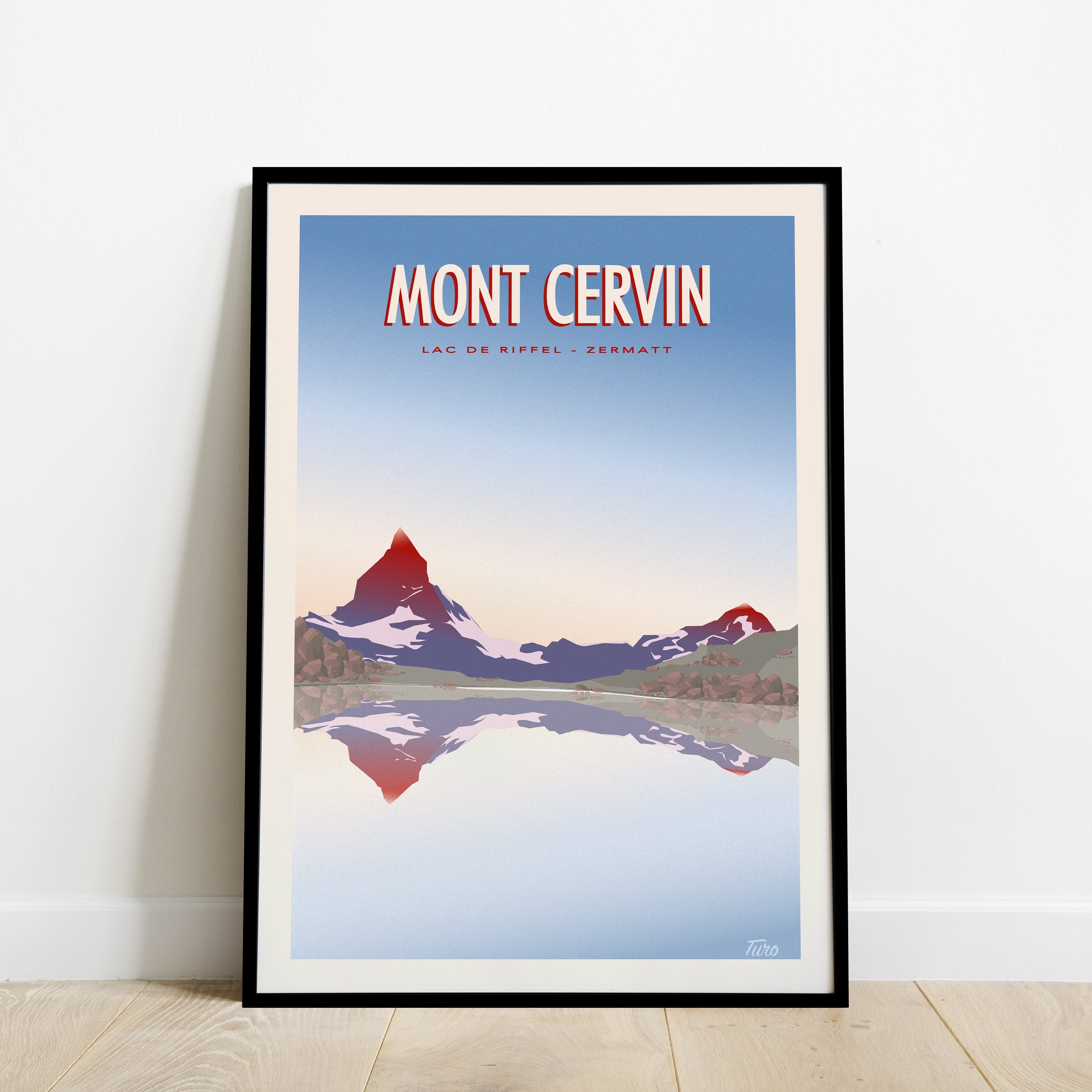 Mont Cervin Travel Poster/Affiche Lac de Riffel Vintage Zermatt